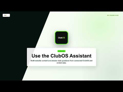 ClubOS Training: Club Assistant, news drafts, and Play-Cricket data