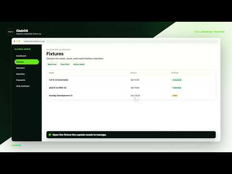 ClubOS Admin Training: Captain availability follow-up with Club Assistant