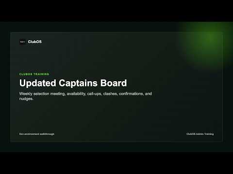 ClubOS Admin Training: Updated captains board for team selection