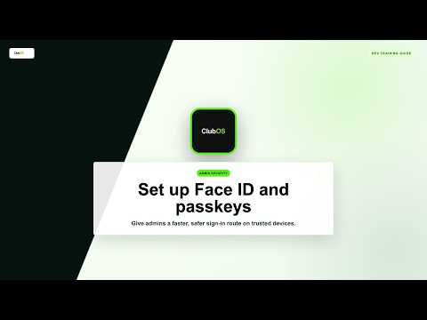 ClubOS Training: Set up Face ID and passkeys